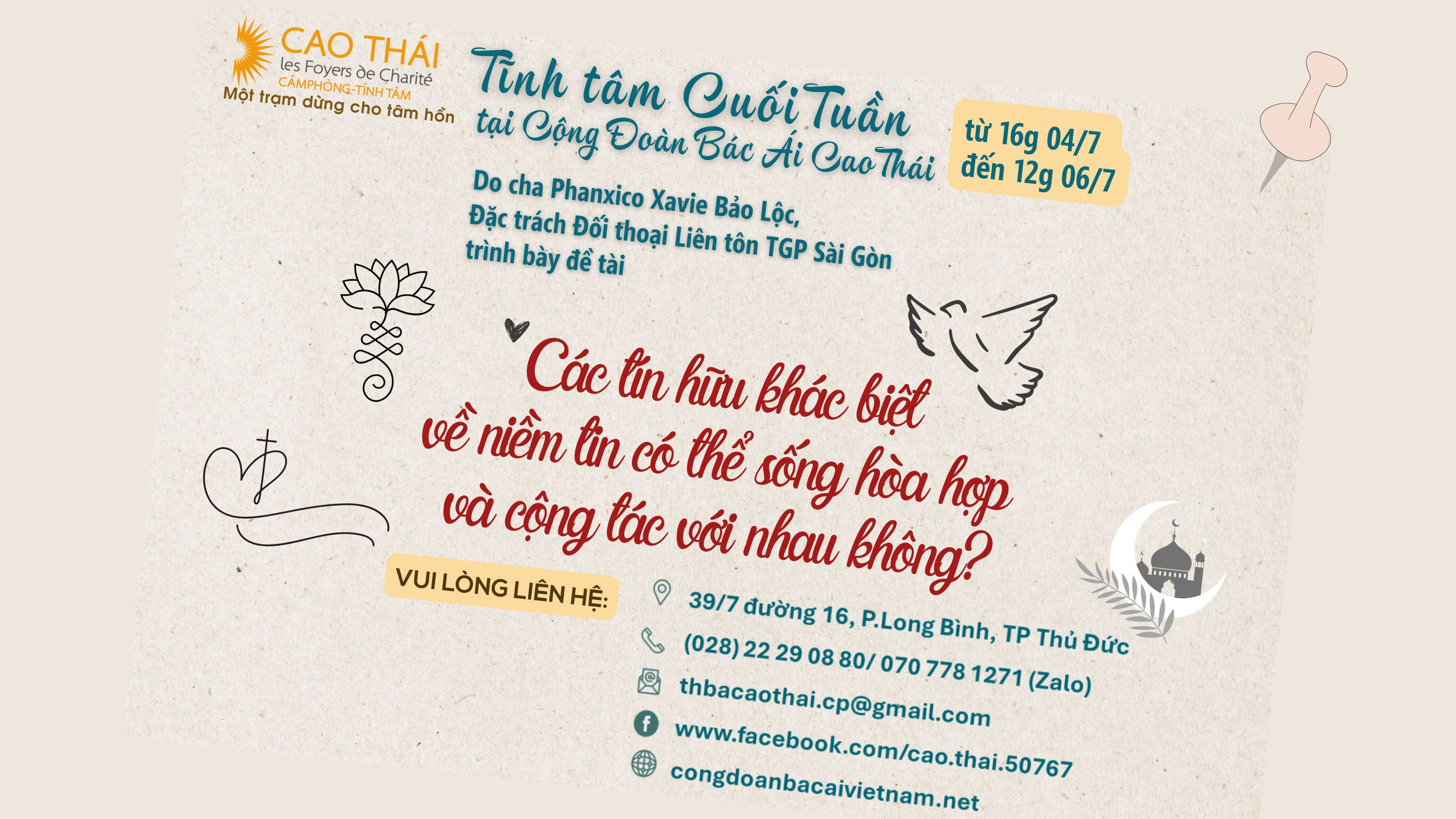 Tĩnh Tâm Cuối Tuần, từ 04.07.2025 - 06.07.2025
